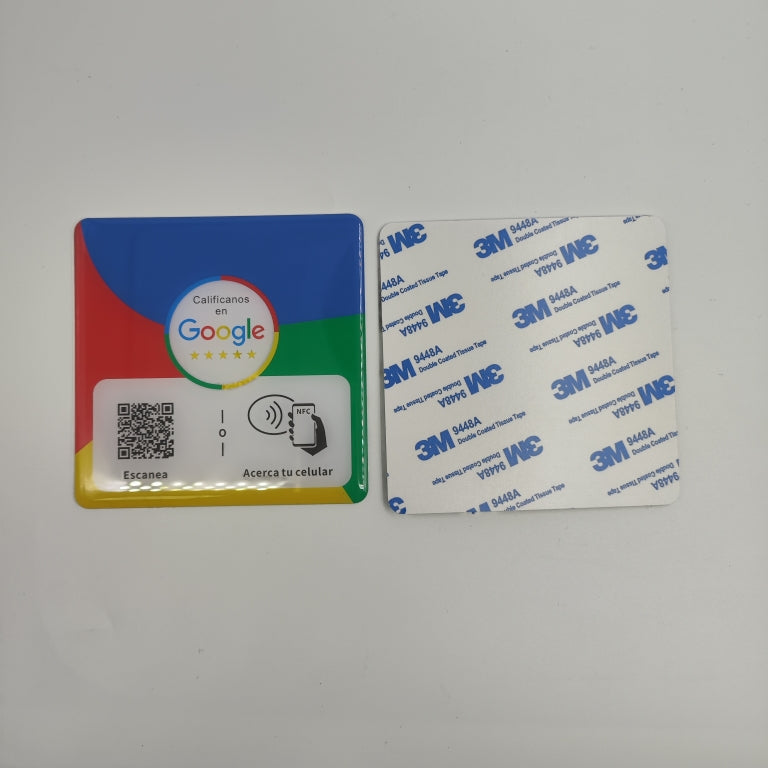 Placa NFC para reseñas de google con pegamento (Diseño de la foto)