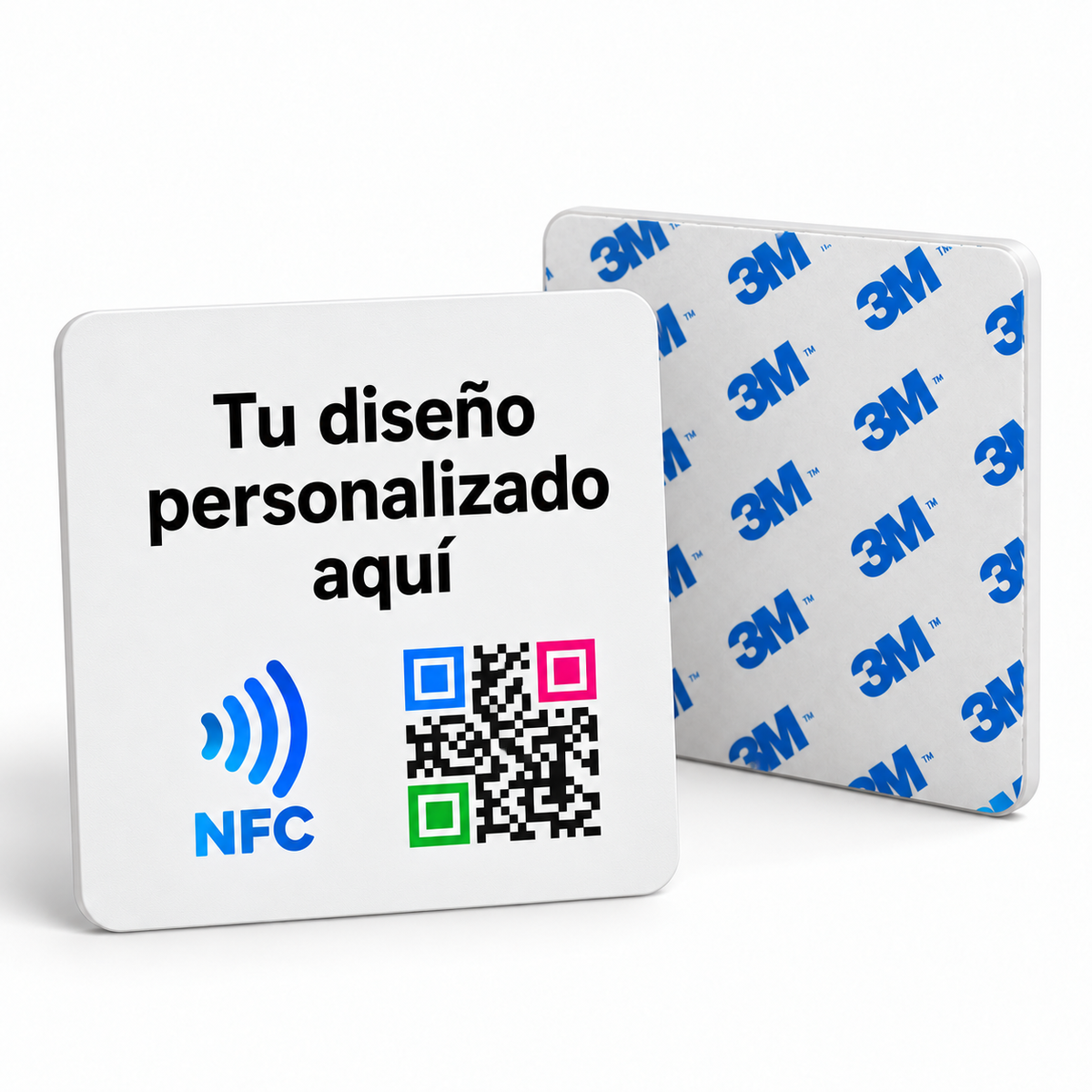 Placa adhesiva con NFC y QR personalizado + Presentación digital multilink