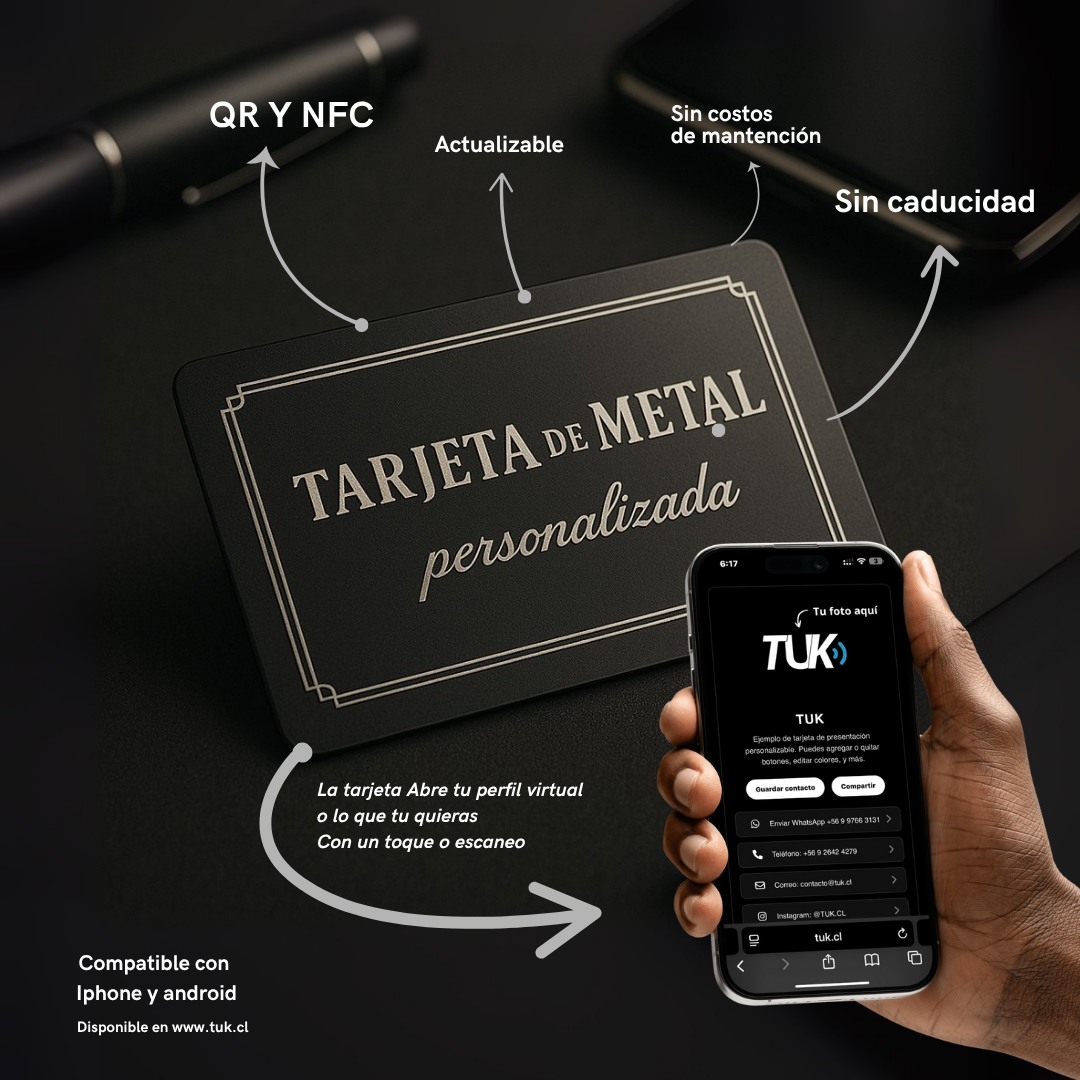 Tarjeta NFC de metal personalizada por grabado laser + Tarjeta de presentación virtual