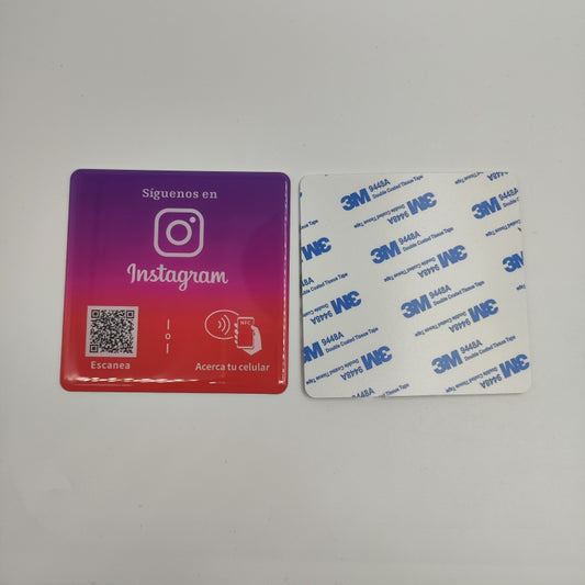 Placa NFC para perfil de instagram con pegamento