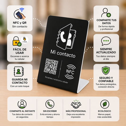 Acrilico NFC para compartir contacto + perfil digital ( Diseño tal cual la foto )