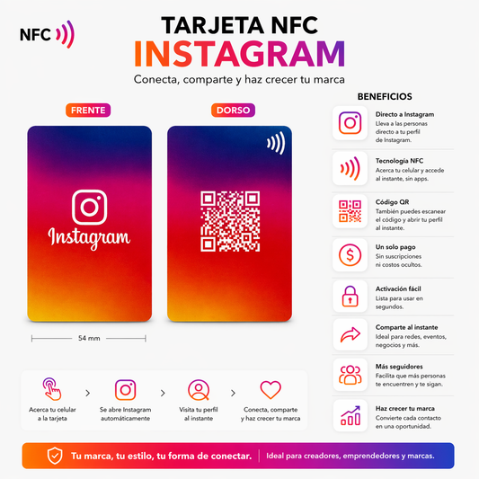 Tarjeta NFC para compartir instagram via NFC y QR (Diseño de la foto)