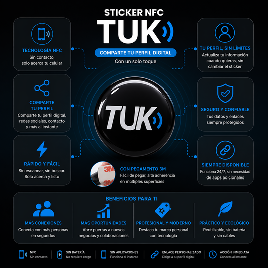 Sticker NFC tuk + perfil digital (Diseño de la foto)