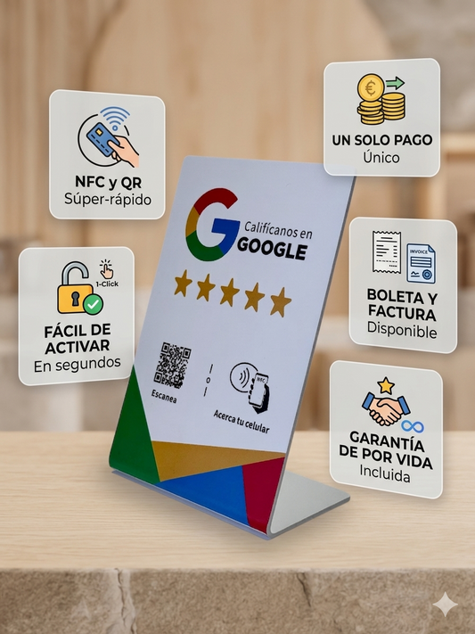 Acrilico NFC para reseñas de google (Diseño de la foto)