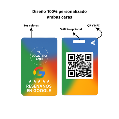 Tarjeta NFC para google reviews con diseño personalizado (Plastico)