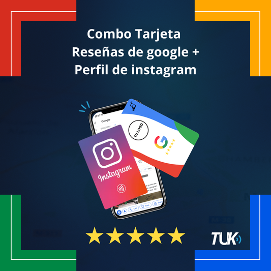 Combo tarjeta NFC reseñas de google + perfil de instagram