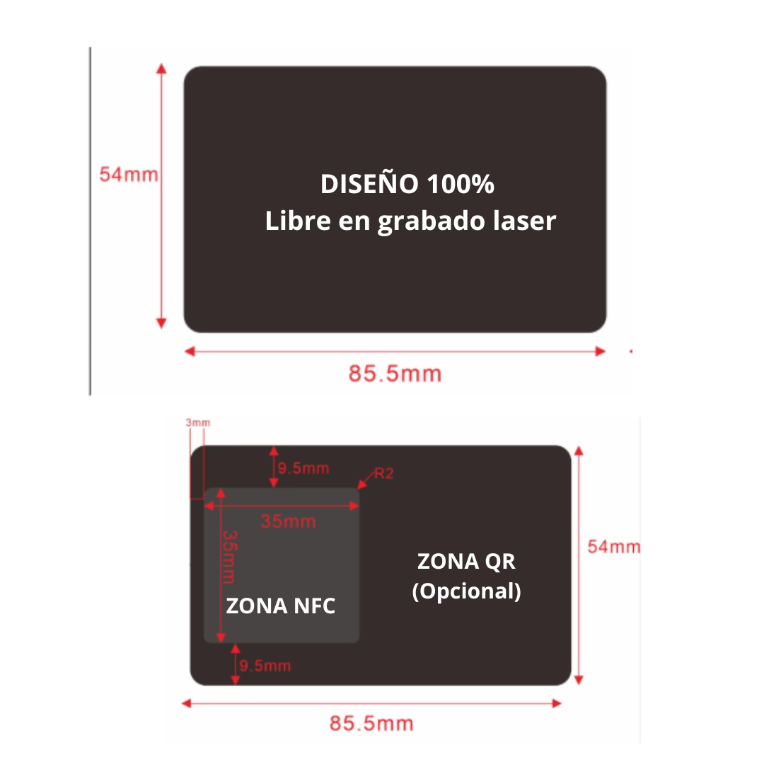 Tarjeta NFC de metal personalizada por grabado laser + Tarjeta de presentación virtual