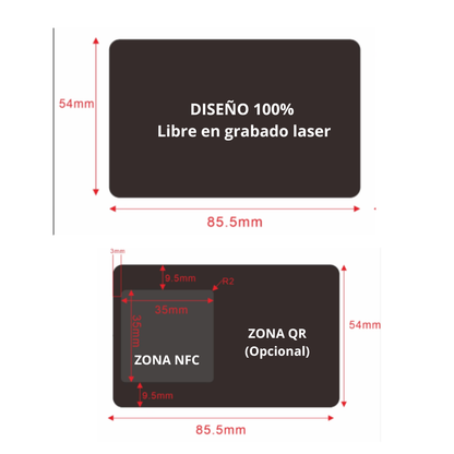 Tarjeta NFC de metal personalizada por grabado laser + Tarjeta de presentación virtual