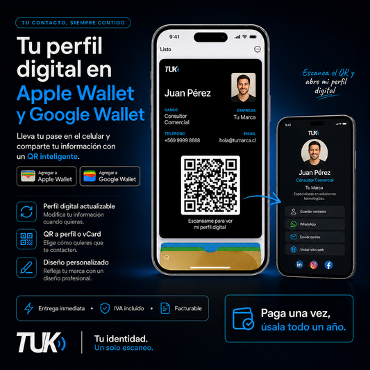 Tarjeta de presentación DIGITAL con link y QR agregable en Apple y Google wallet