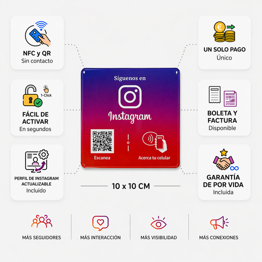 Placa NFC para perfil de instagram con pegamento (Diseño de la foto)